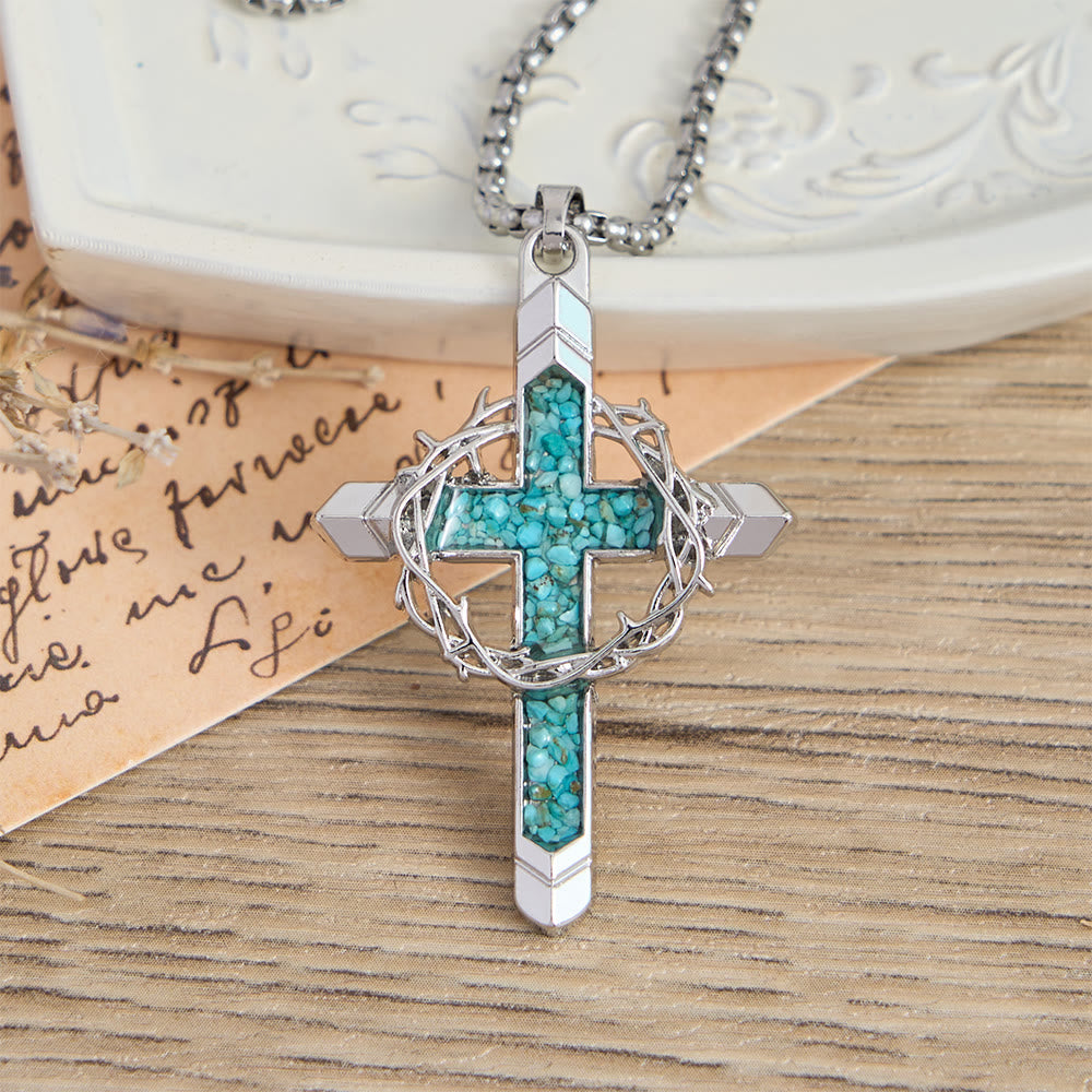 Thorn-Wrapped Inlaid Cross Pendant Necklace: A Symbol of Christ’s Sacrificial Love