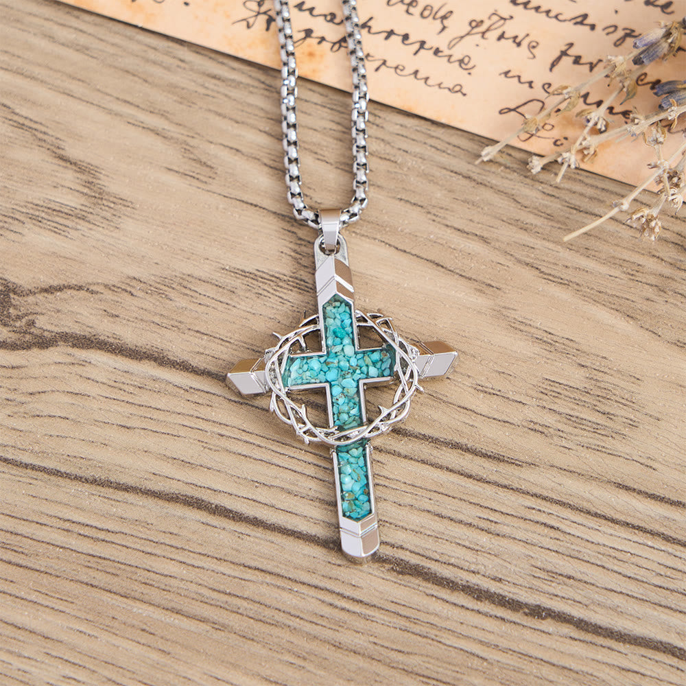 Thorn-Wrapped Inlaid Cross Pendant Necklace: A Symbol of Christ’s Sacrificial Love