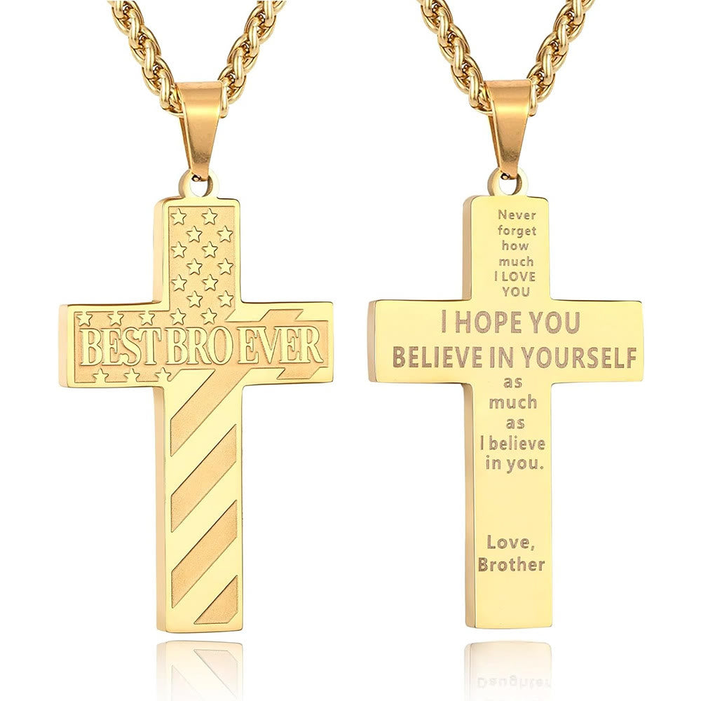 You'll Always Be My Hero Patriotic Cross Necklace: A Sentimental Gift for Dad from Son, Daughter & Brother, Emblem of Family Bond & Faith