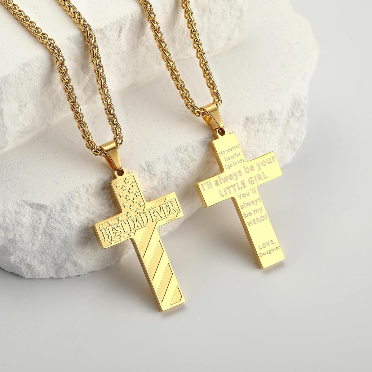 You'll Always Be My Hero Patriotic Cross Necklace: A Sentimental Gift for Dad from Son, Daughter & Brother, Emblem of Family Bond & Faith