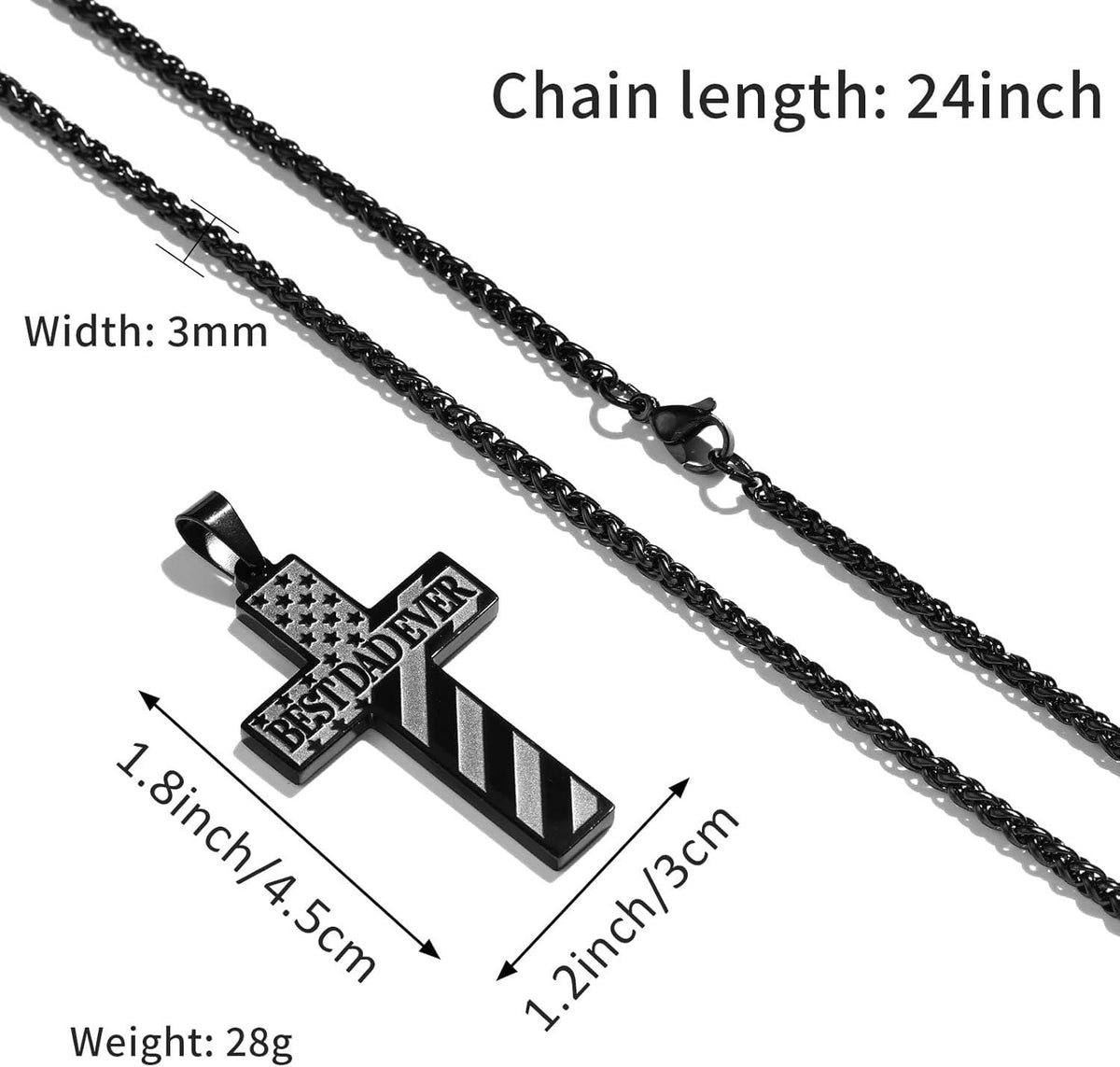 You'll Always Be My Hero Patriotic Cross Necklace: A Sentimental Gift for Dad from Son, Daughter & Brother, Emblem of Family Bond & Faith