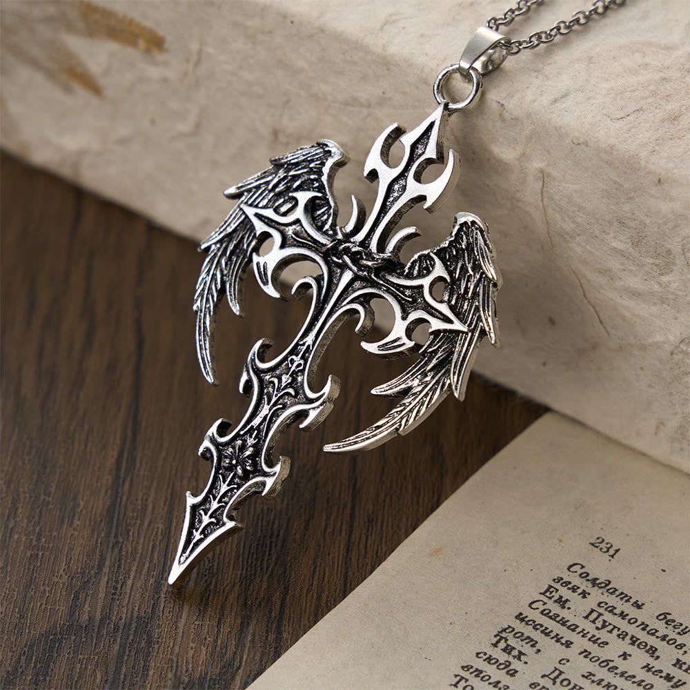 Crown of Thorns Gothic Cross Pendant Necklace: Emblem of Christ's Sacrifice & Redemption