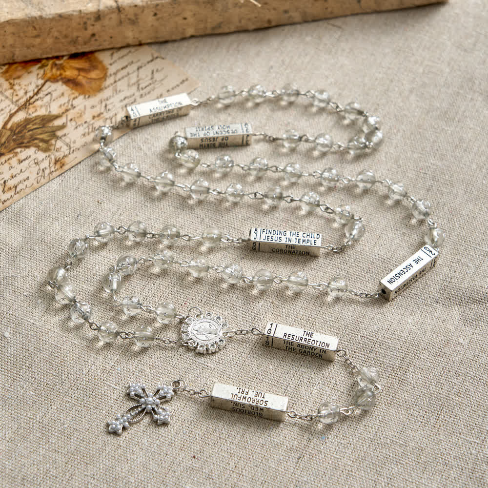 Frosted Bead Six Tablets Rosary with St. Benedict Medal and Cross