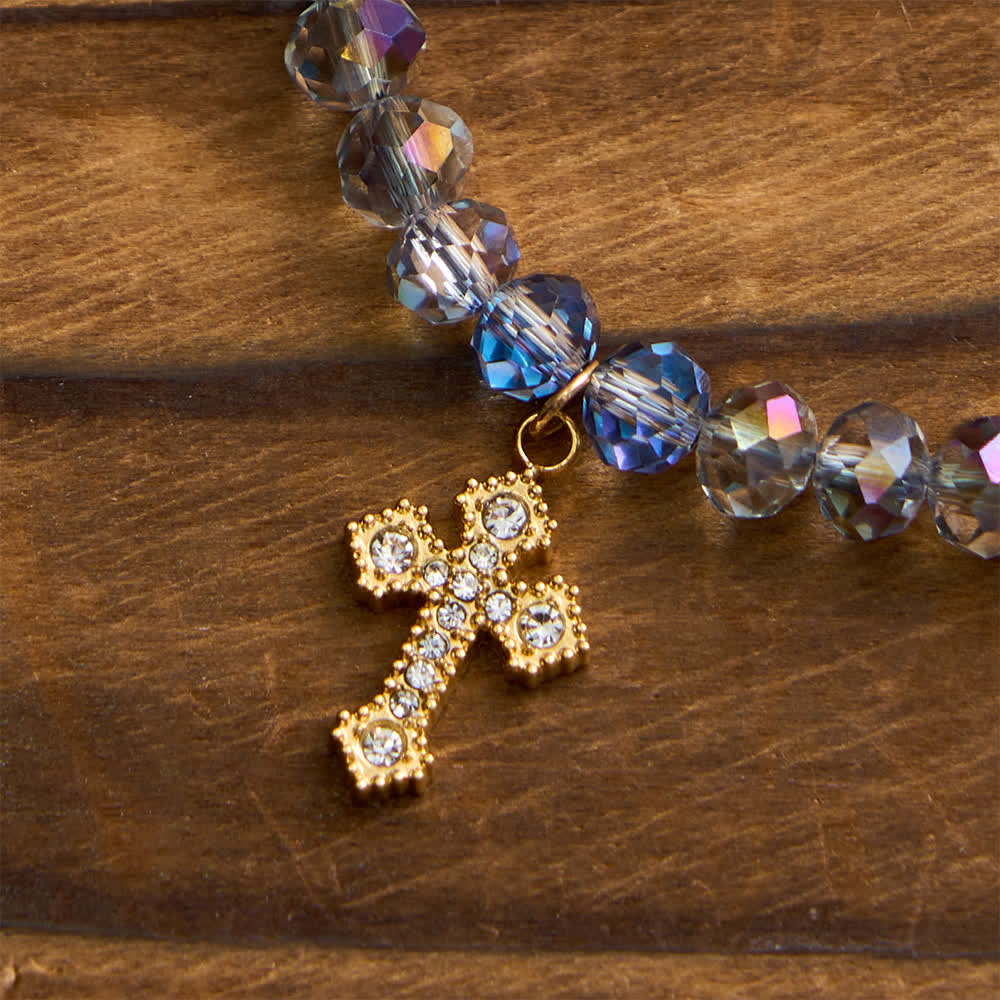 Iridescent Faceted Magnetic Clasp Rosary Bracelet with Our Lady for Everyday Faith