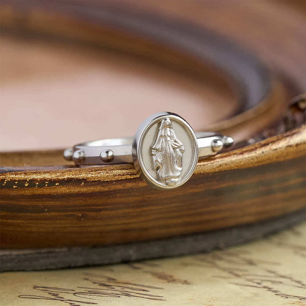 Our Lady of Grace Finger Rosary Ring with Marian Medallion: A Symbol of Devotion