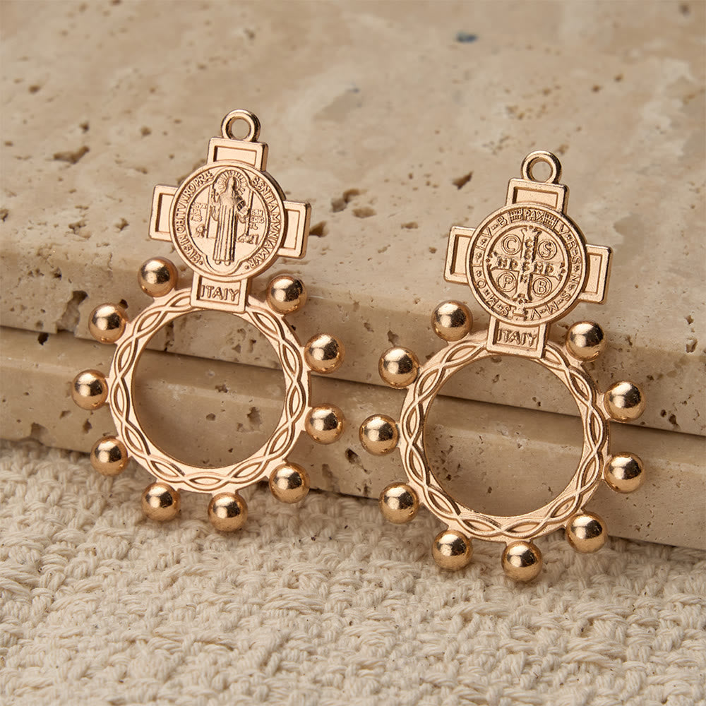 St. Benedict Finger Rosary with Beaded Halo Frame: A Symbol of Divine Protection