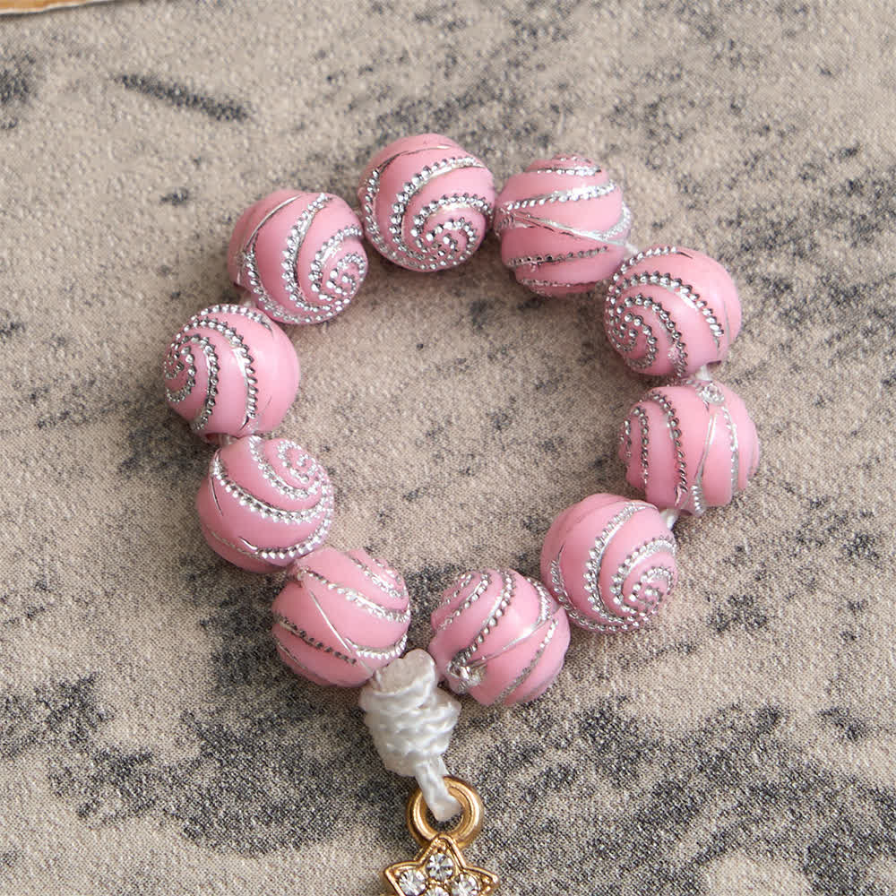 Sparkly Pink Swirl Finger Rosary: Tiny Devotion with Sparkle
