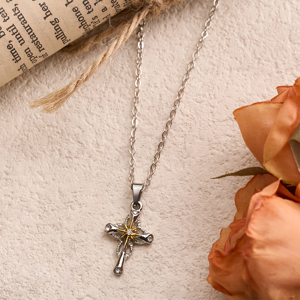 Dainty Cross Necklace with Starburst Center and Thin Chain: A Daily Symbol of Hope and Direction