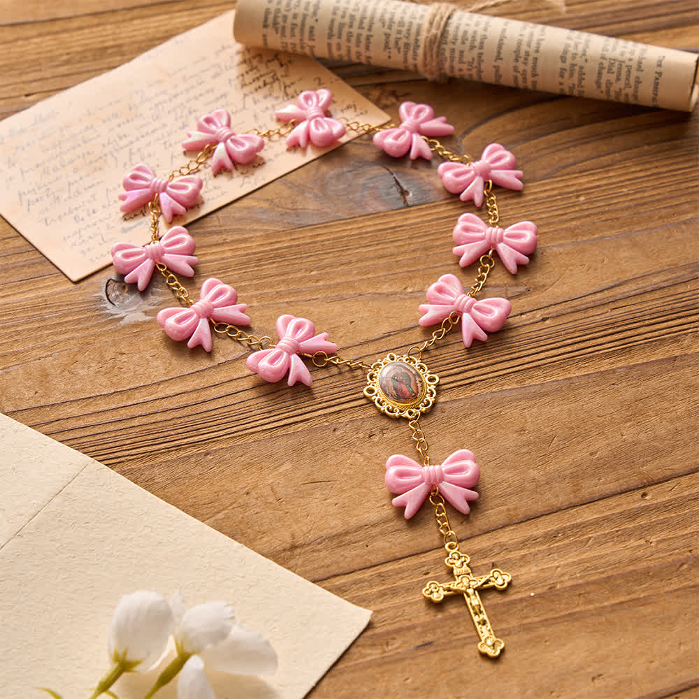 Our Lady of Guadalupe Pink Bow Rosary: Carry Her Gentle Blessings