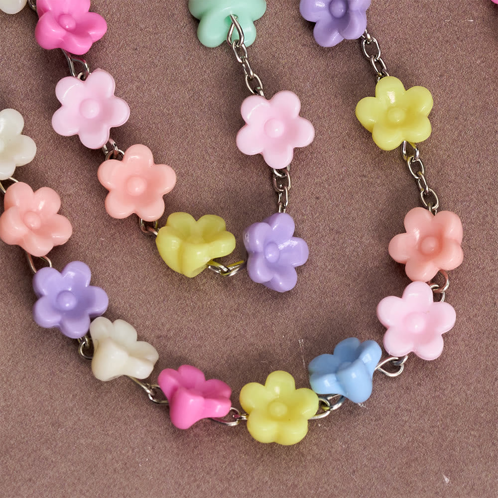 Solid Five-Petal Flower Shaped Bead Devotional Rosary with Embossed Our Lady Medal & Detailed Antique Crucifix