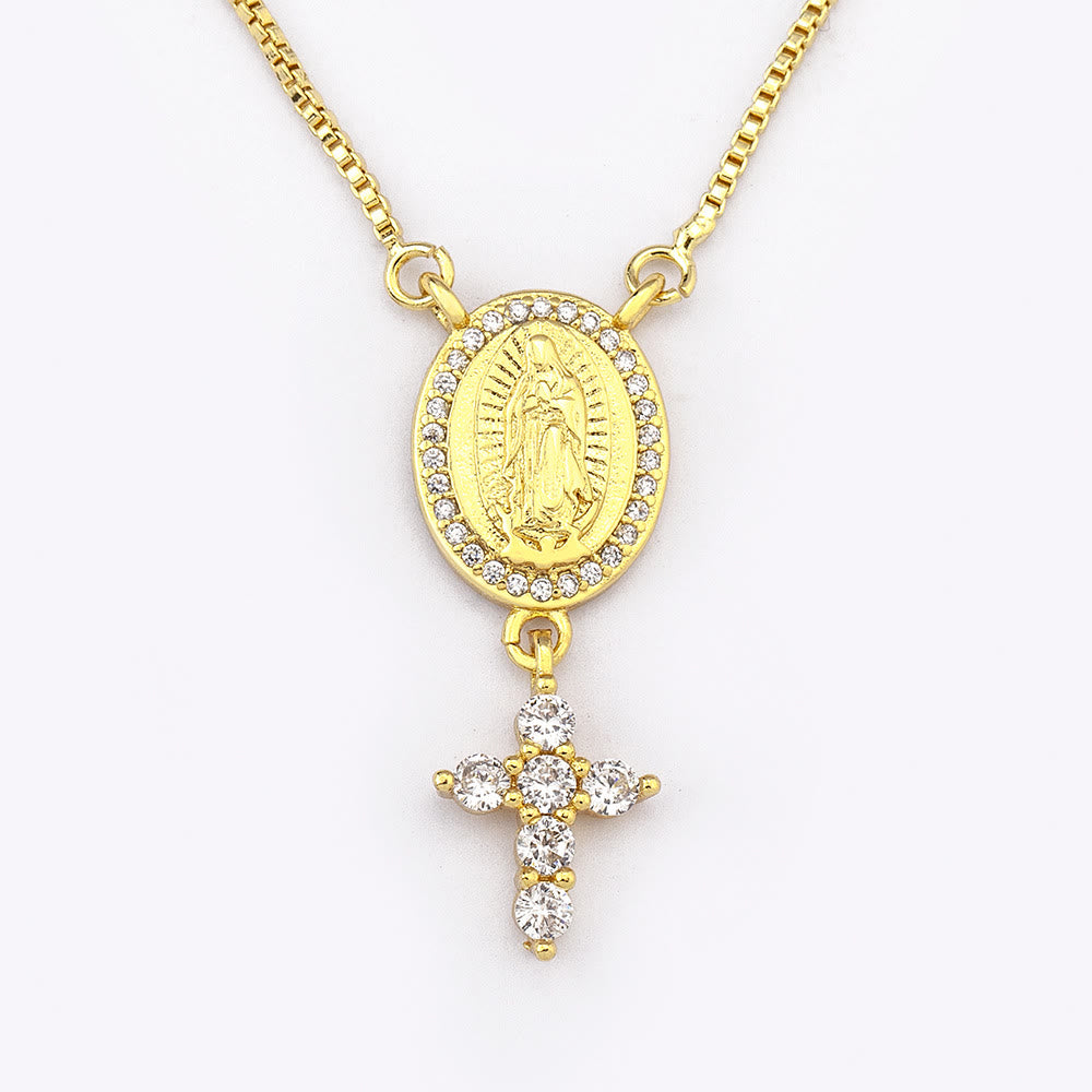 Our Lady & Cross Pendant Necklace: Divine Devotion & Timeless Elegance