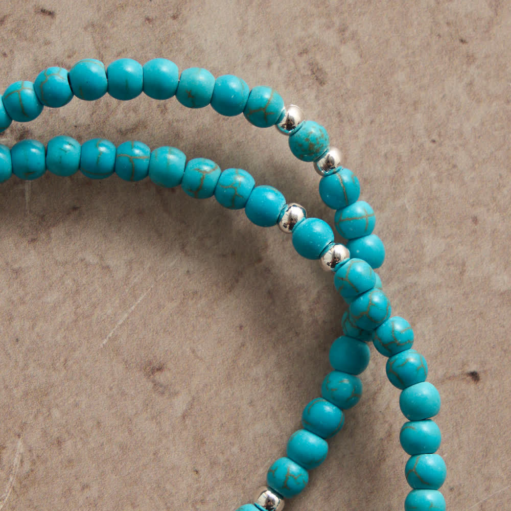 Fresh Turquoise Rosary Bracelet: Double Strand with Magnetic Clasp
