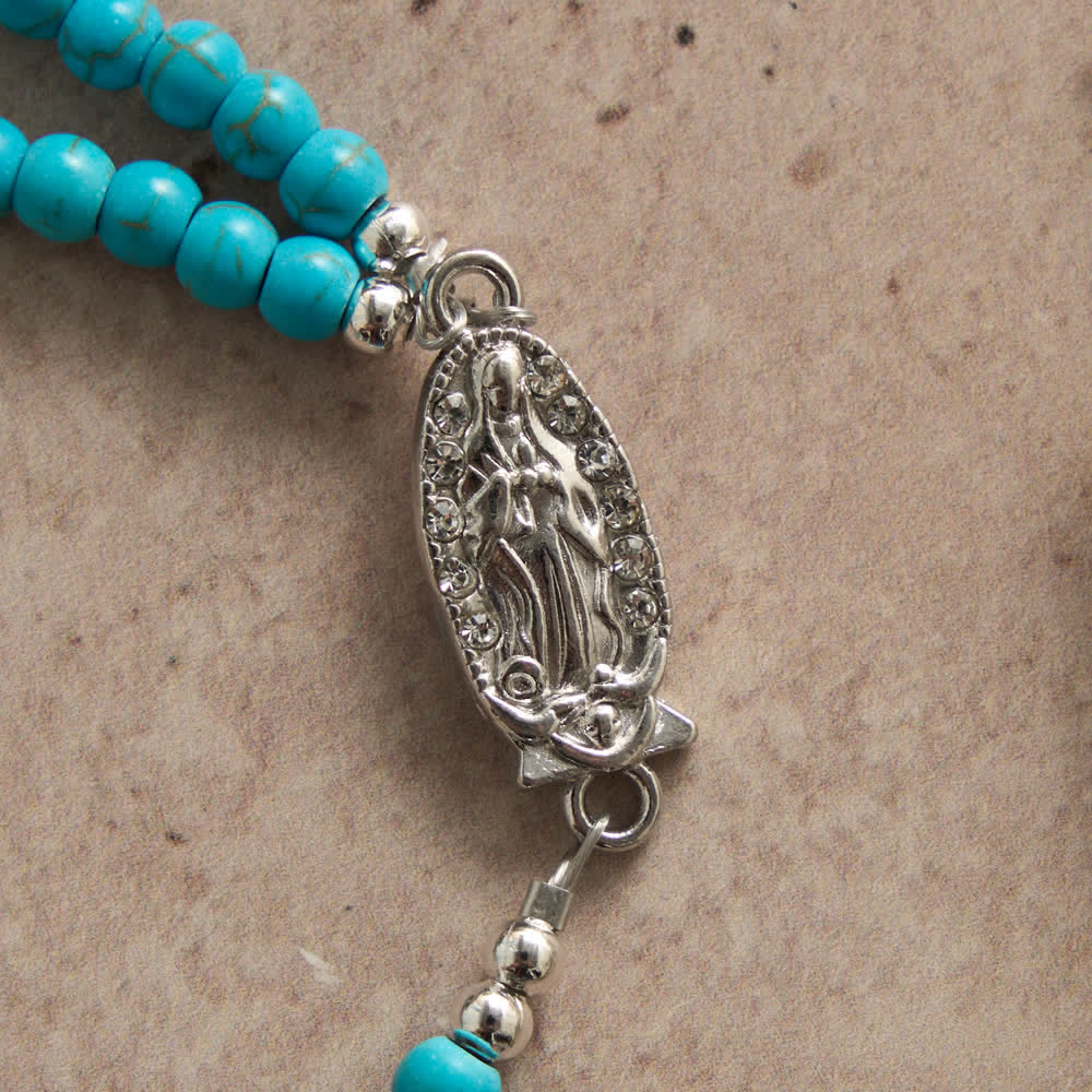 Fresh Turquoise Rosary Bracelet: Double Strand with Magnetic Clasp