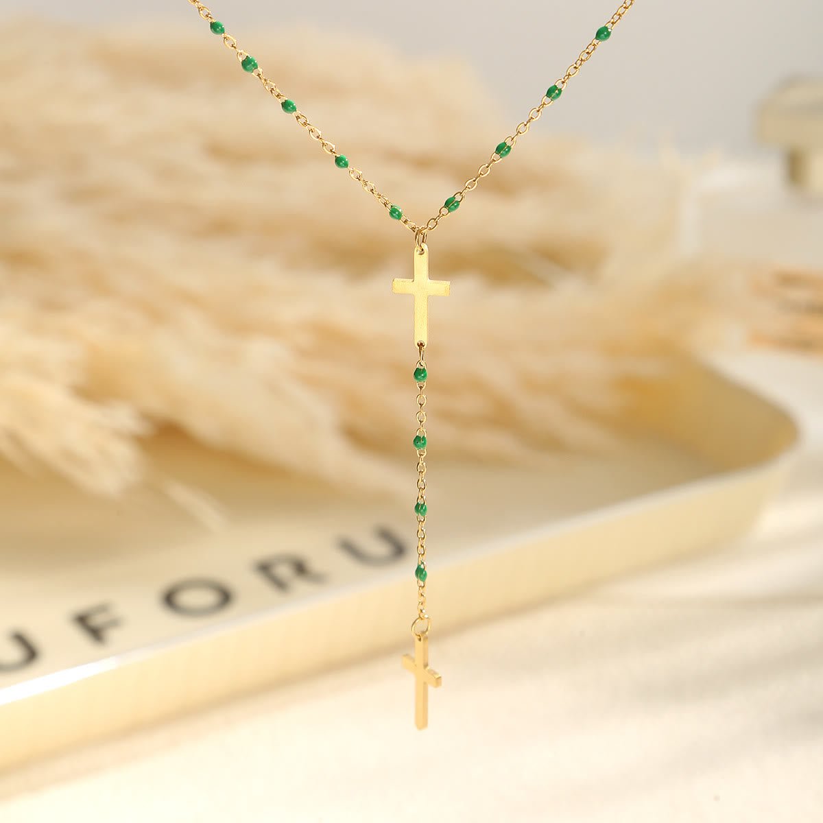 Layered Cross Drop Necklace: Embodying Steadfast Grace and Heavenly Blessing