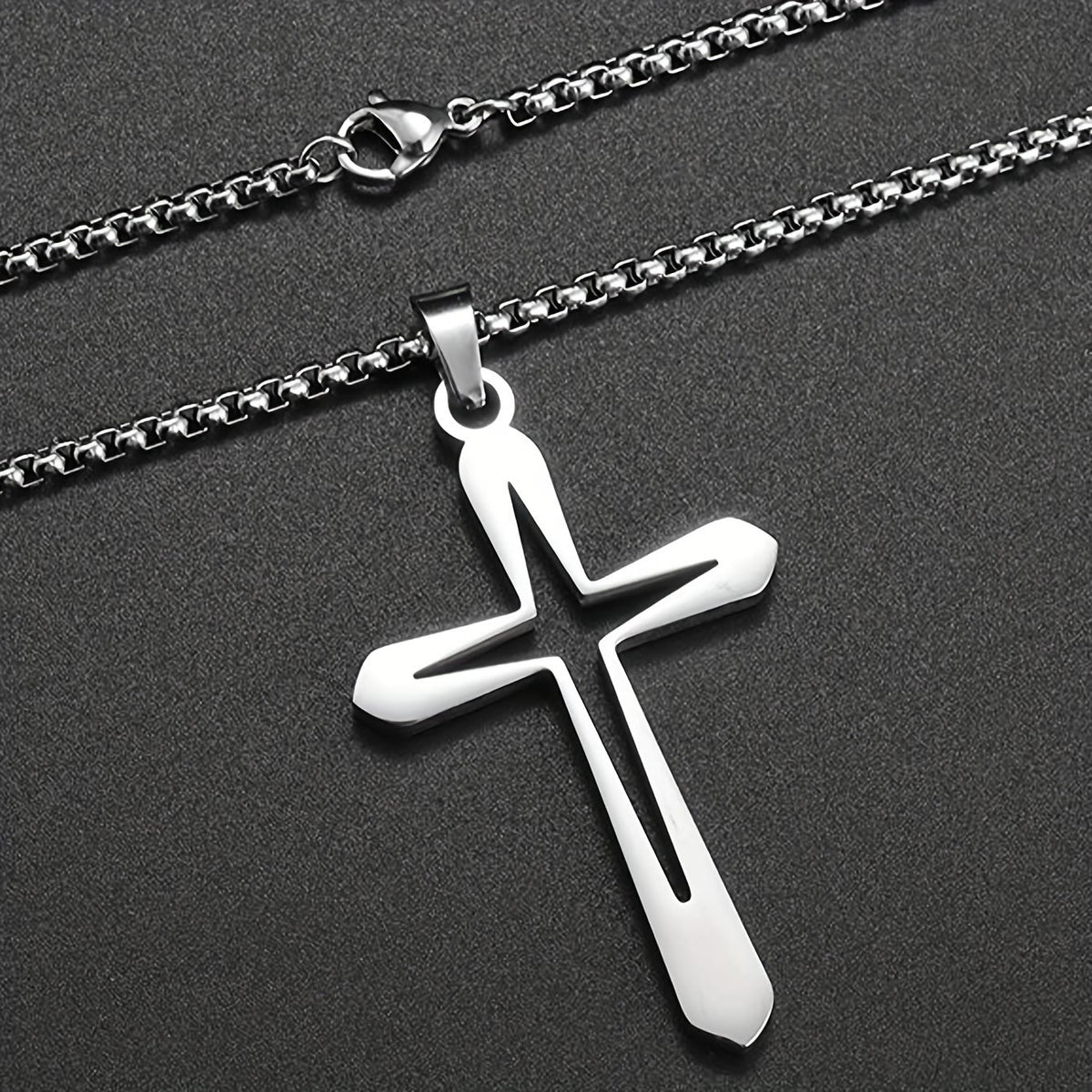 Sleek Contoured Cross Charm Necklace: Embodying Steadfast Grace and Heavenly Blessing