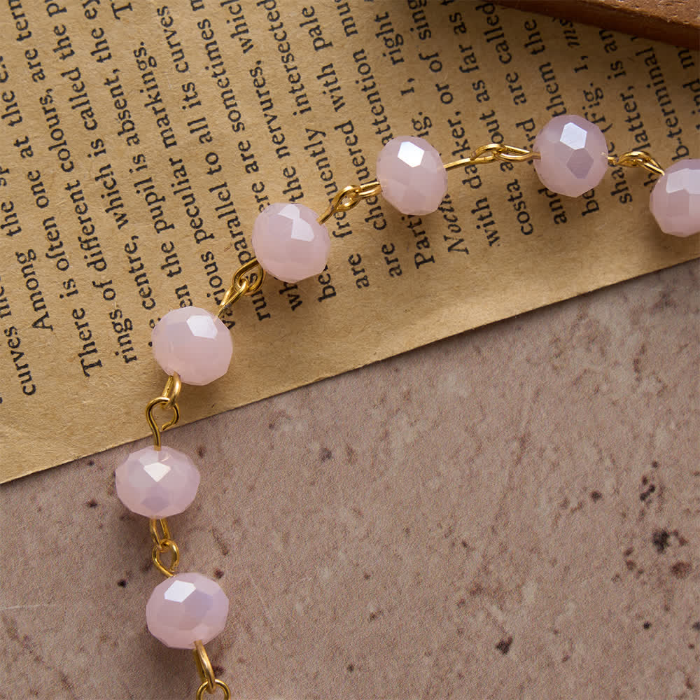 Soft Pink Crystal Devotional Bracelet with Our Lady Medal & Cross