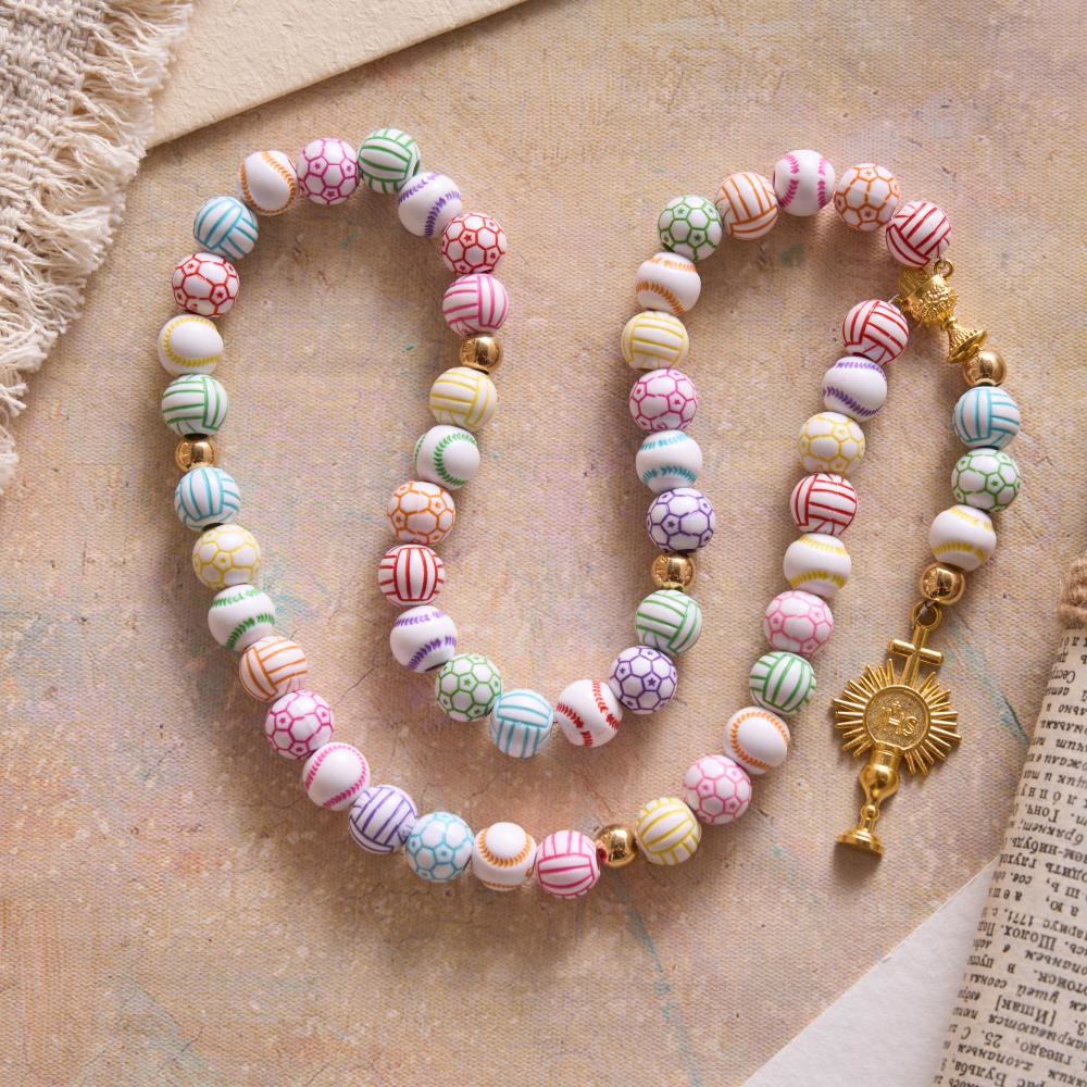 Sport Ball Themed Matte Bead with IHS Monstrance & Holy Grail Prayer Rosary