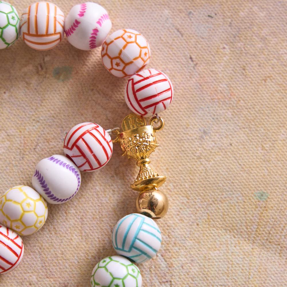 Sport Ball Themed Matte Bead with IHS Monstrance & Holy Grail Prayer Rosary
