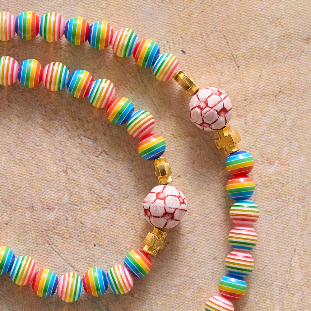 Rainbow Soccer Bead with Holy Grail & Monstrance Prayer Rosary