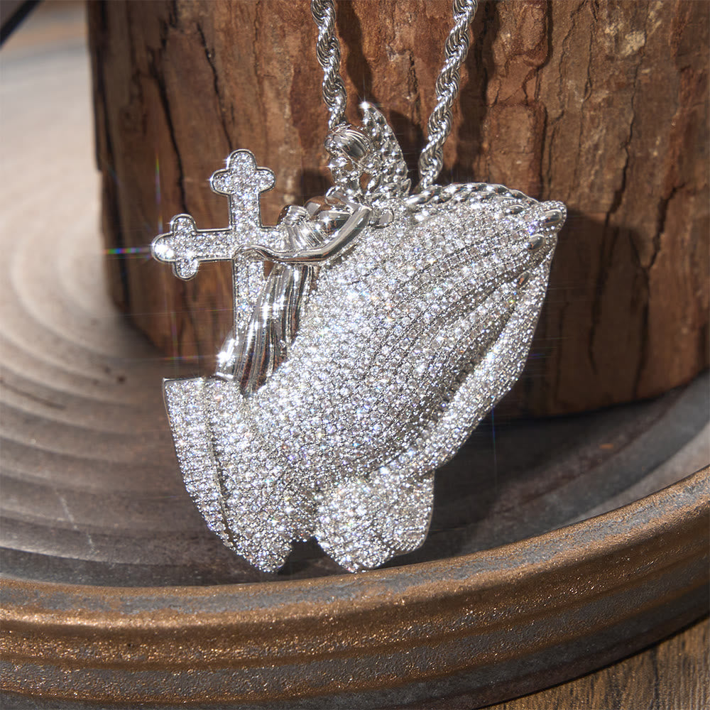 Full Pave Holy Figure Cross Pendant Necklace: Timeless Emblem of Gentle Sacrificial Love