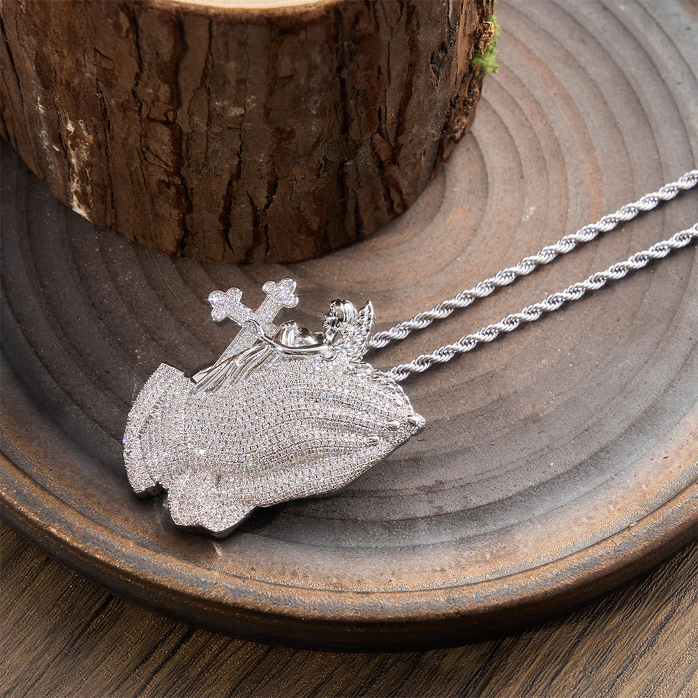 Full Pave Holy Figure Cross Pendant Necklace: Timeless Emblem of Gentle Sacrificial Love