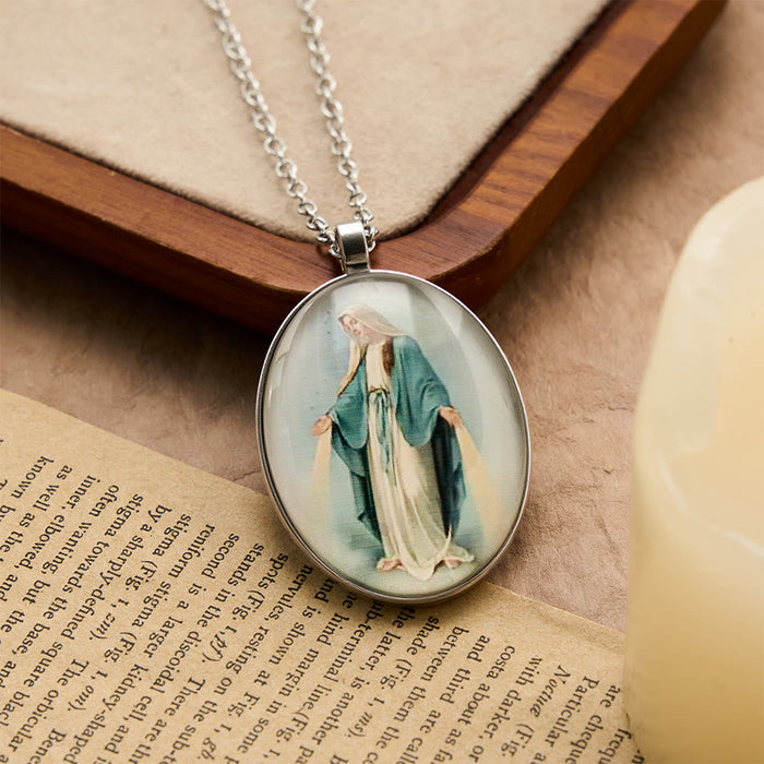 Pray Virgin Mary Blessed Pendant Miraculous Medal Necklace
