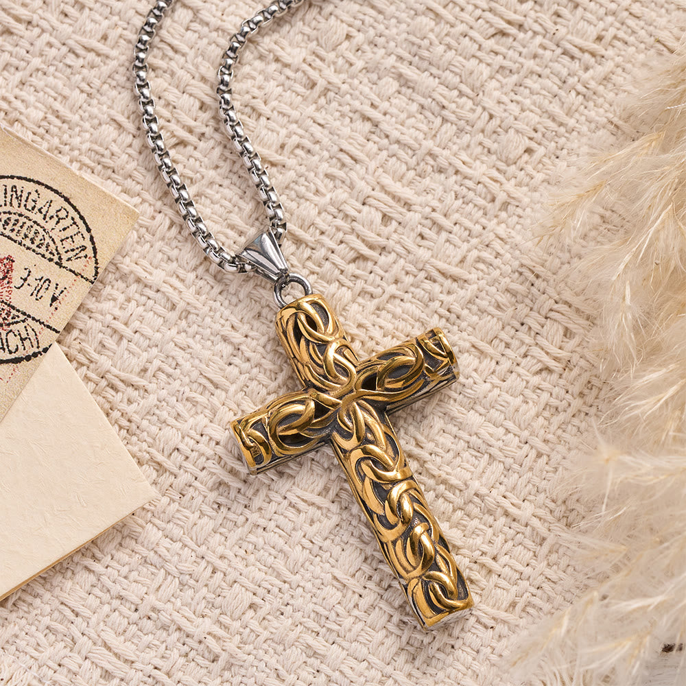 Hollow Twisted Knot Relief Cross Pendant Necklace: Timeless Emblem of Gentle Heavenly Guardianship
