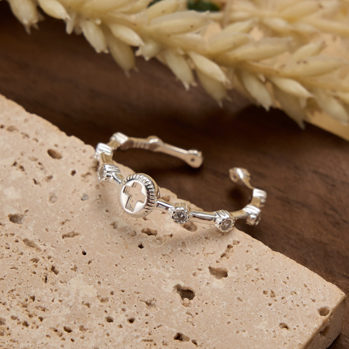 Sterling Silver Hollow Cross Open Adjustable Ring: Timeless Emblem of Unshakable Sacred Faith