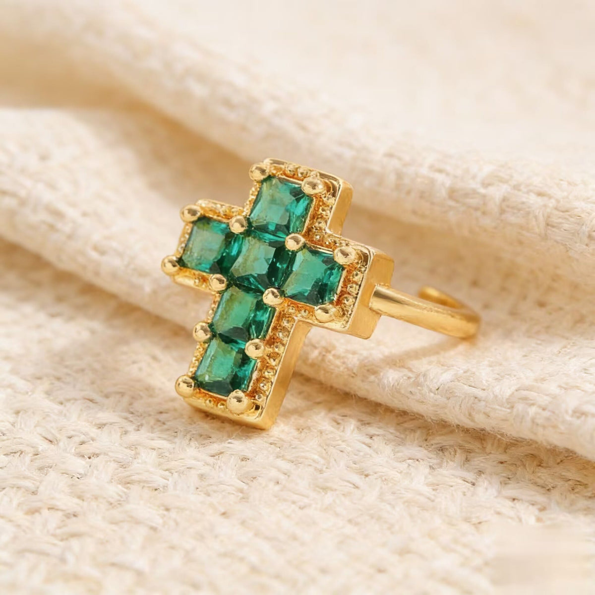 Multi-Tone Framed Cross Adjustable Faith Ring: Timeless Emblem of Unshakable Sacred Faith