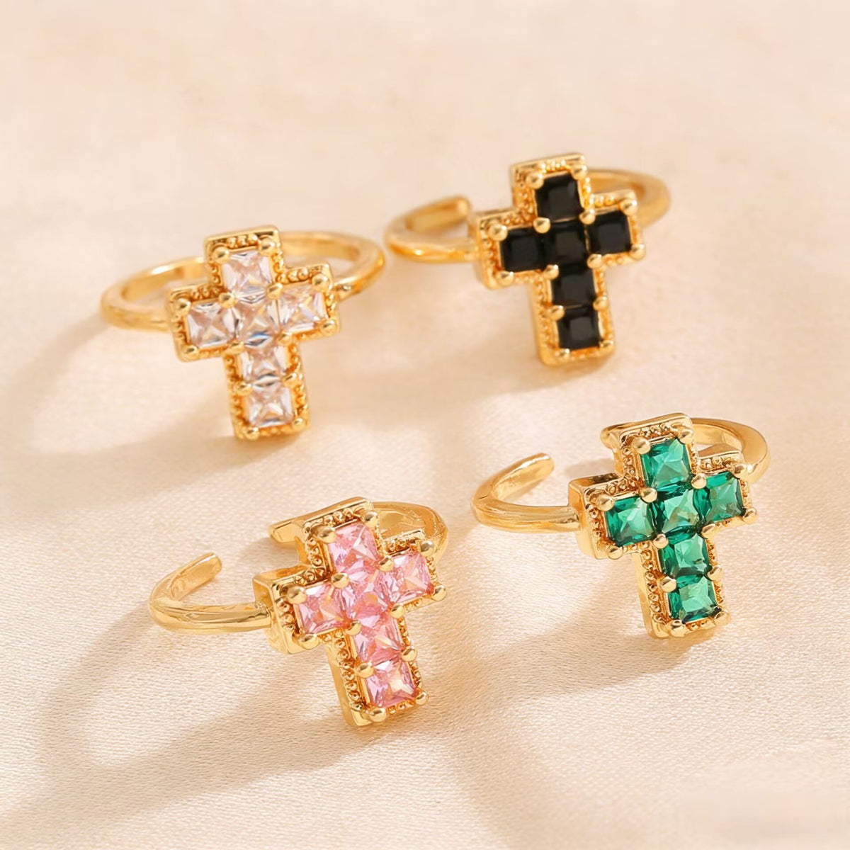 Multi-Tone Framed Cross Adjustable Faith Ring: Timeless Emblem of Unshakable Sacred Faith