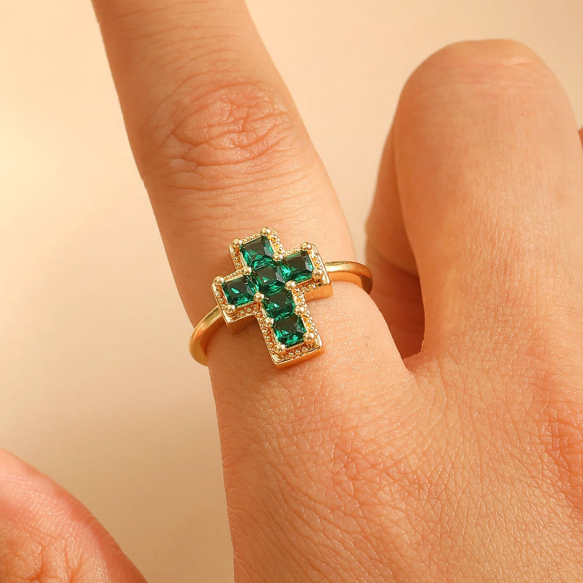 Multi-Tone Framed Cross Adjustable Faith Ring: Timeless Emblem of Unshakable Sacred Faith