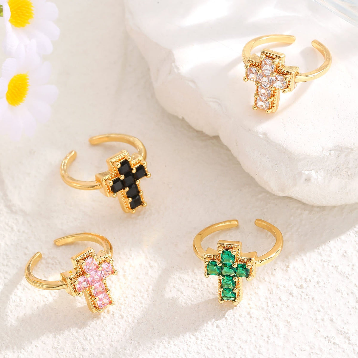 Multi-Tone Framed Cross Adjustable Faith Ring: Timeless Emblem of Unshakable Sacred Faith