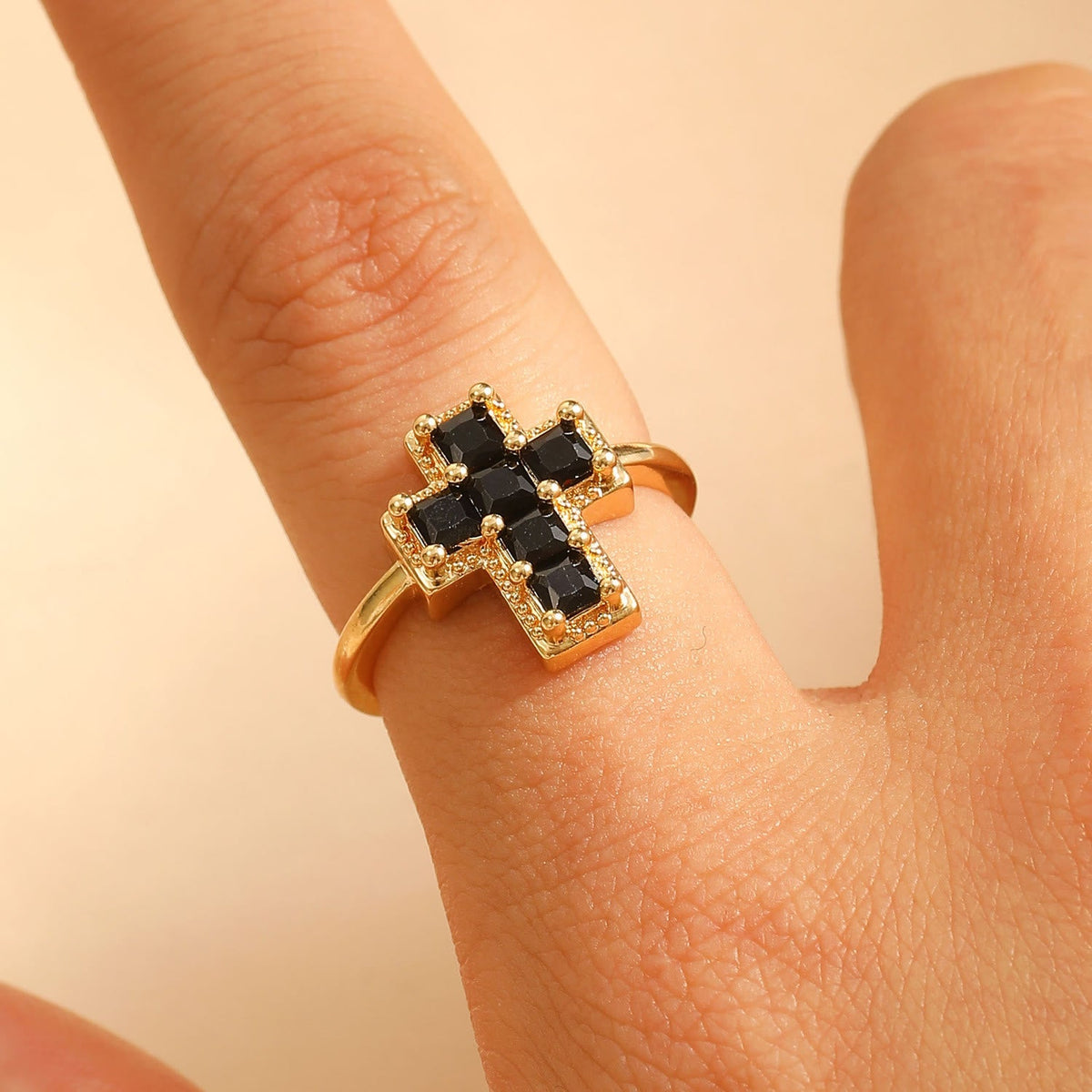 Multi-Tone Framed Cross Adjustable Faith Ring: Timeless Emblem of Unshakable Sacred Faith
