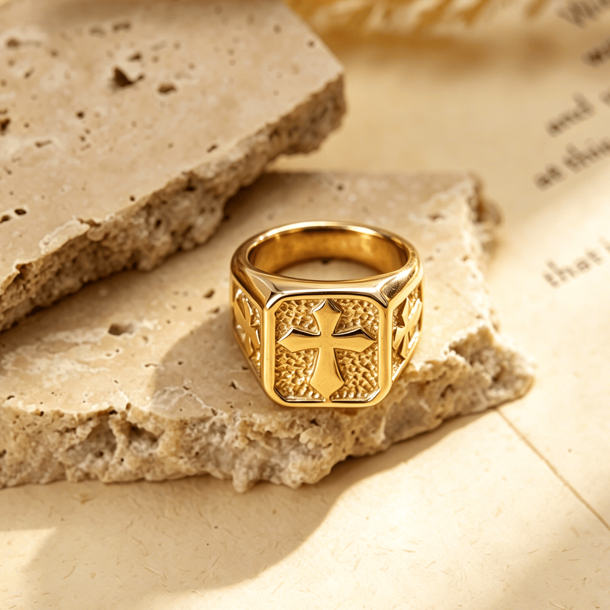 Dual Side Square Panel Solid Cross Signet Ring: Timeless Emblem of Unshakable Sacred Faith
