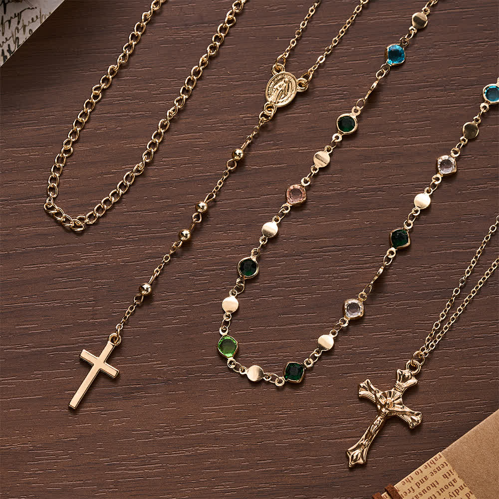 Layered Cross Necklace Set: Multistrand Faith & Fashion-Forward Expression