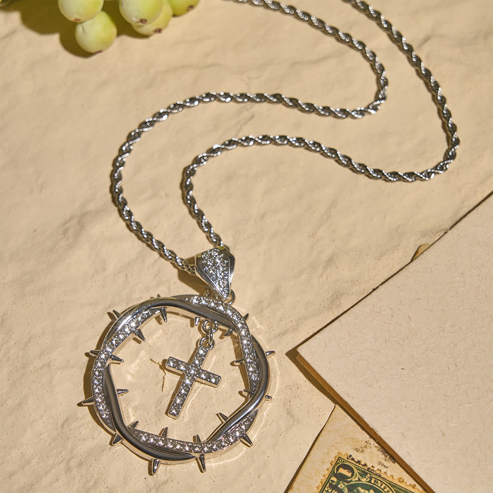 Thorn Crown & Cross Pendant: Faith & Grace Reminder for Daily Wear