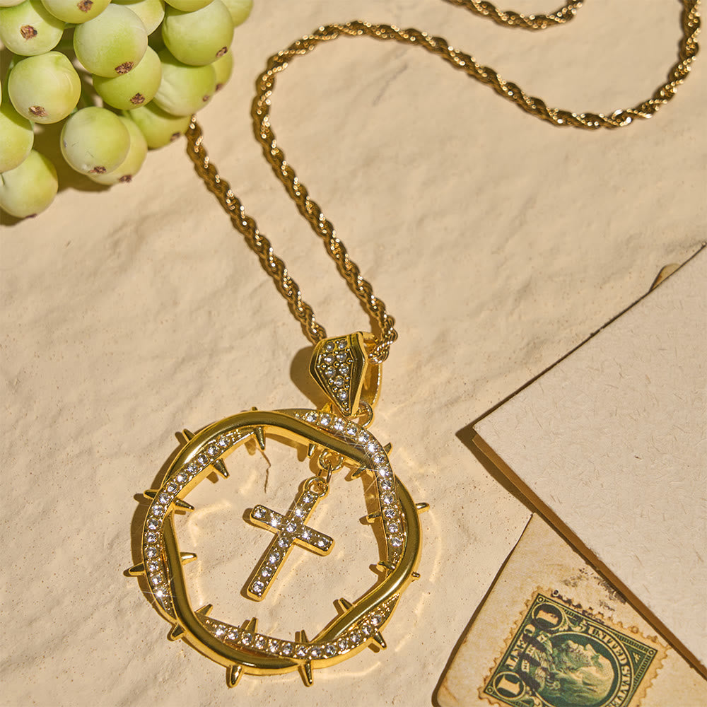 Thorn Crown & Cross Pendant: Faith & Grace Reminder for Daily Wear