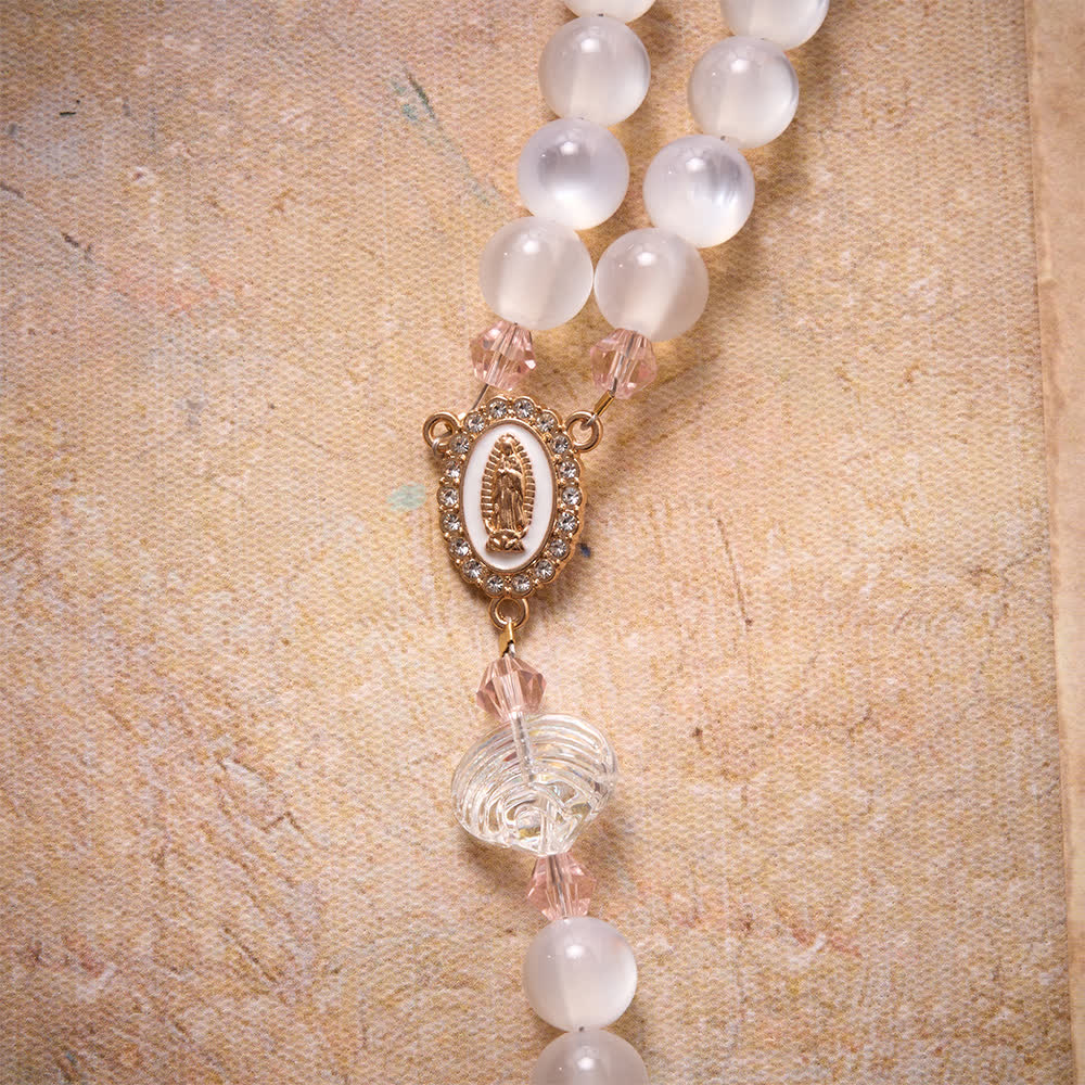 Summer Ocean Themed Frosted Matte Bead Rosary With Starfish & Fish Crystal Charms