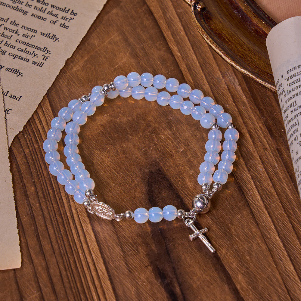 Versatile Layerable Bead Rosary Bracelet: Emblem of Warm Celestial Blessing
