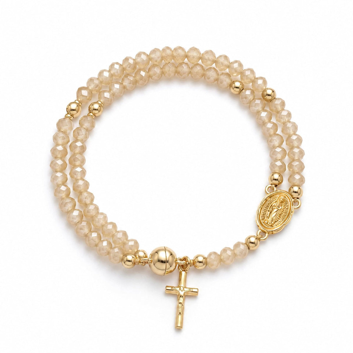 Versatile Layerable Bead Rosary Bracelet: Emblem of Warm Celestial Blessing