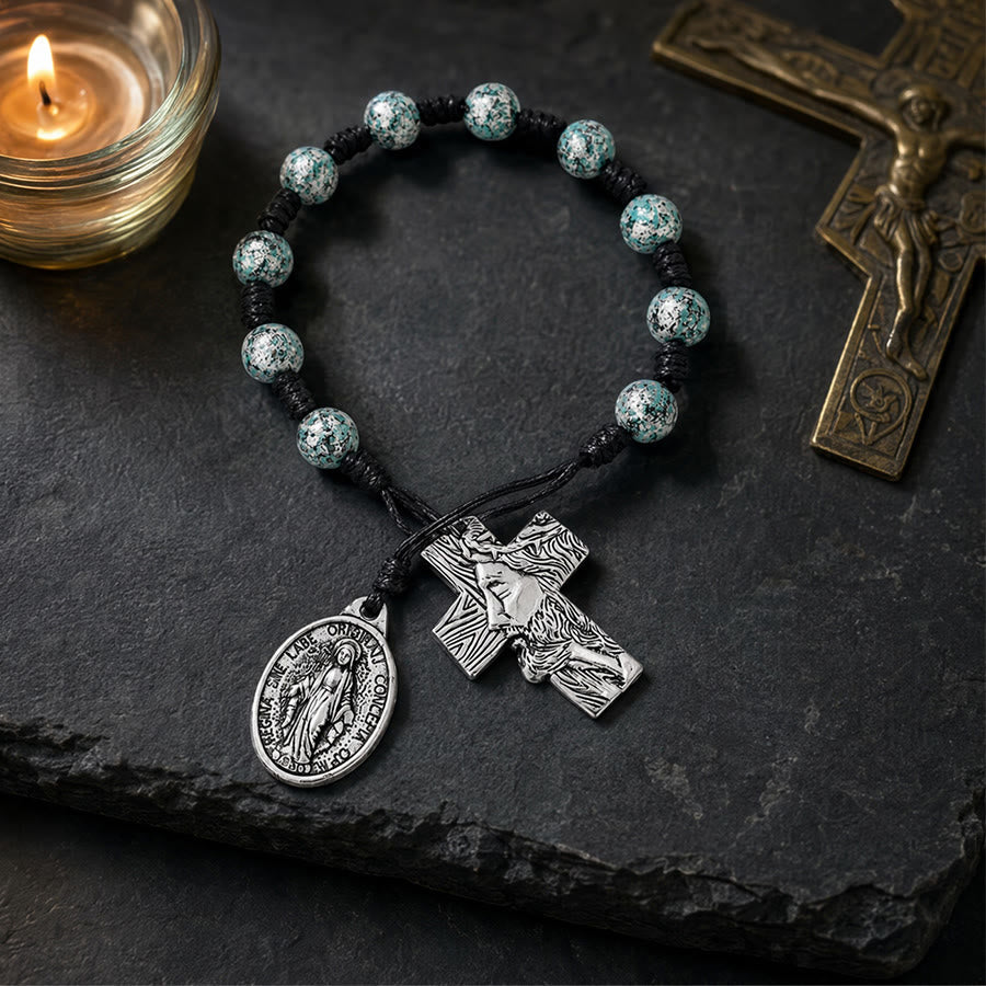 Dual-Style Devotional Rosary With Marian Medal & Cross Charms: Token of Gentle Divine Mercy
