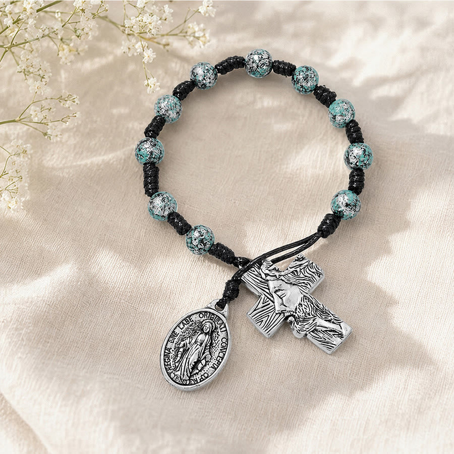 Dual-Style Devotional Rosary With Marian Medal & Cross Charms: Token of Gentle Divine Mercy
