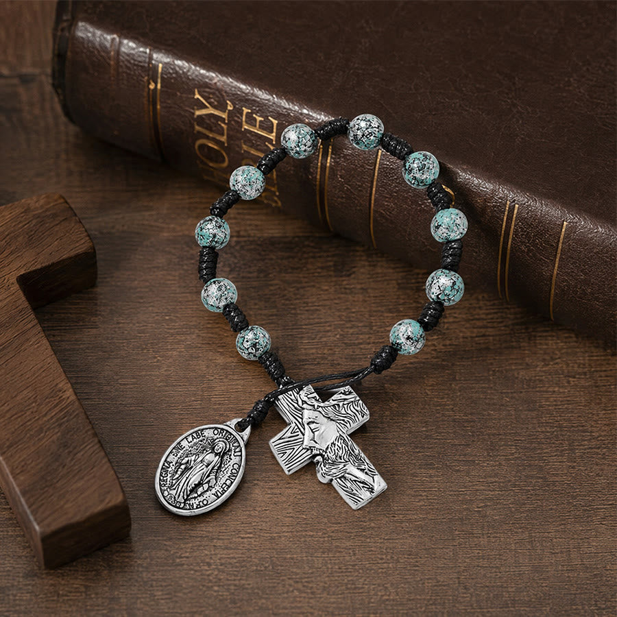 Dual-Style Devotional Rosary With Marian Medal & Cross Charms: Token of Gentle Divine Mercy