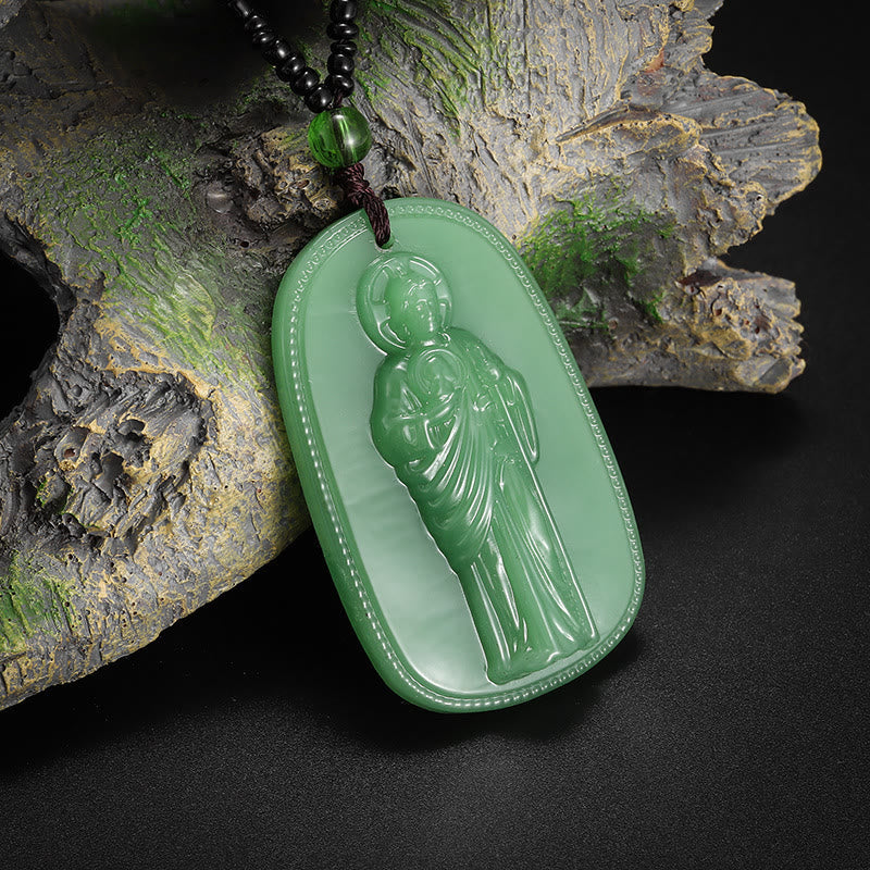 Relief‑Molded Holy Portrait Beaded Necklace: Token of Serene Divine Solace for Daily Devotion