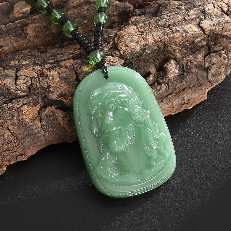 Relief‑Molded Holy Portrait Beaded Necklace: Token of Serene Divine Solace for Daily Devotion