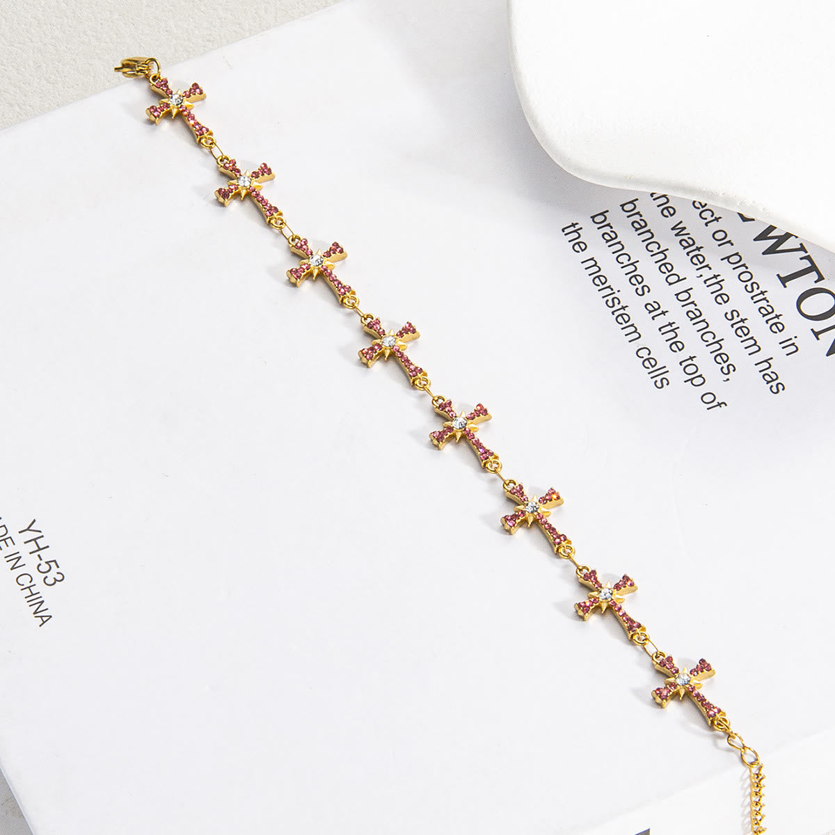 Sparkling Paved‑Stone Cross Link Bracelet: Emblem of Radiant Heavenly Blessings