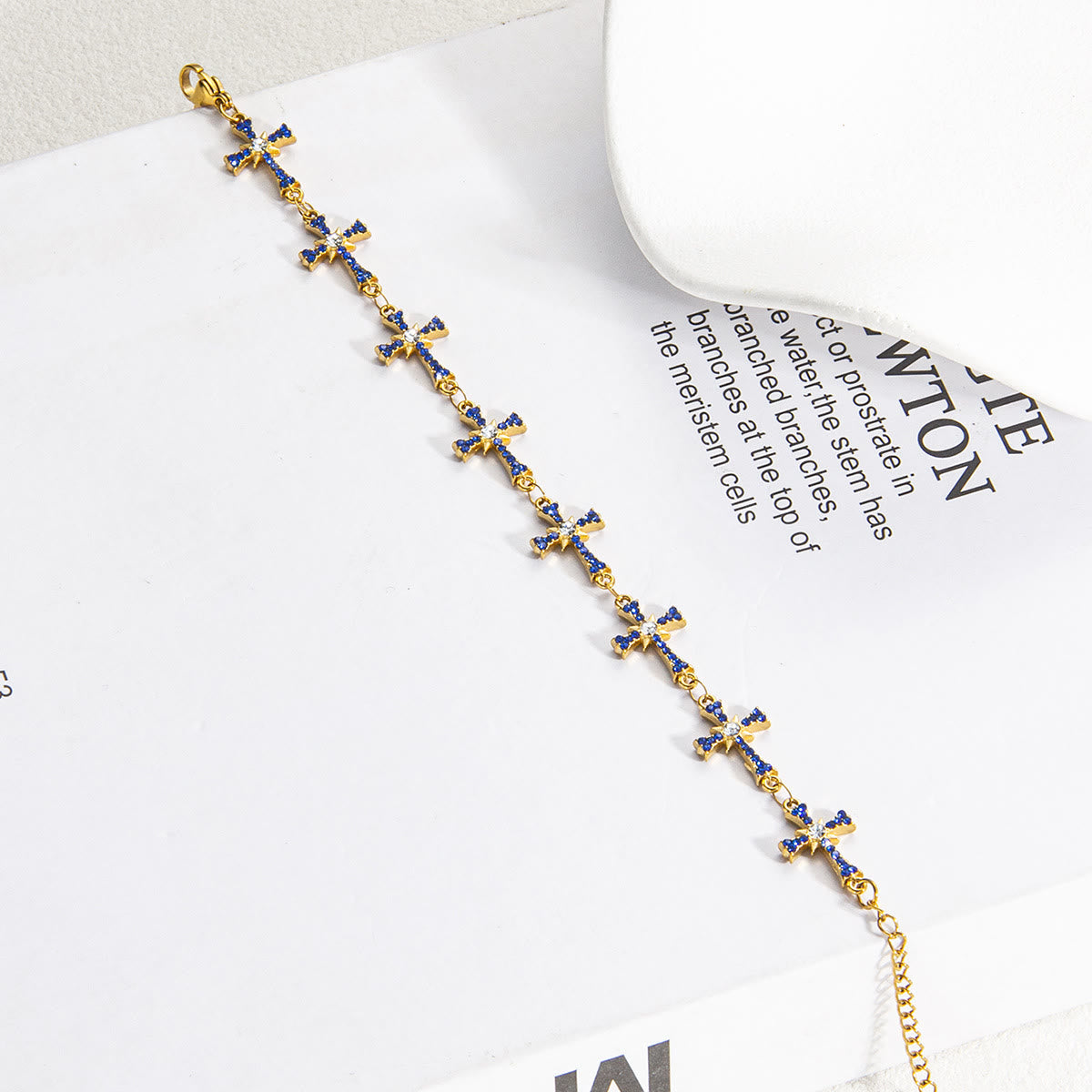 Sparkling Paved‑Stone Cross Link Bracelet: Emblem of Radiant Heavenly Blessings