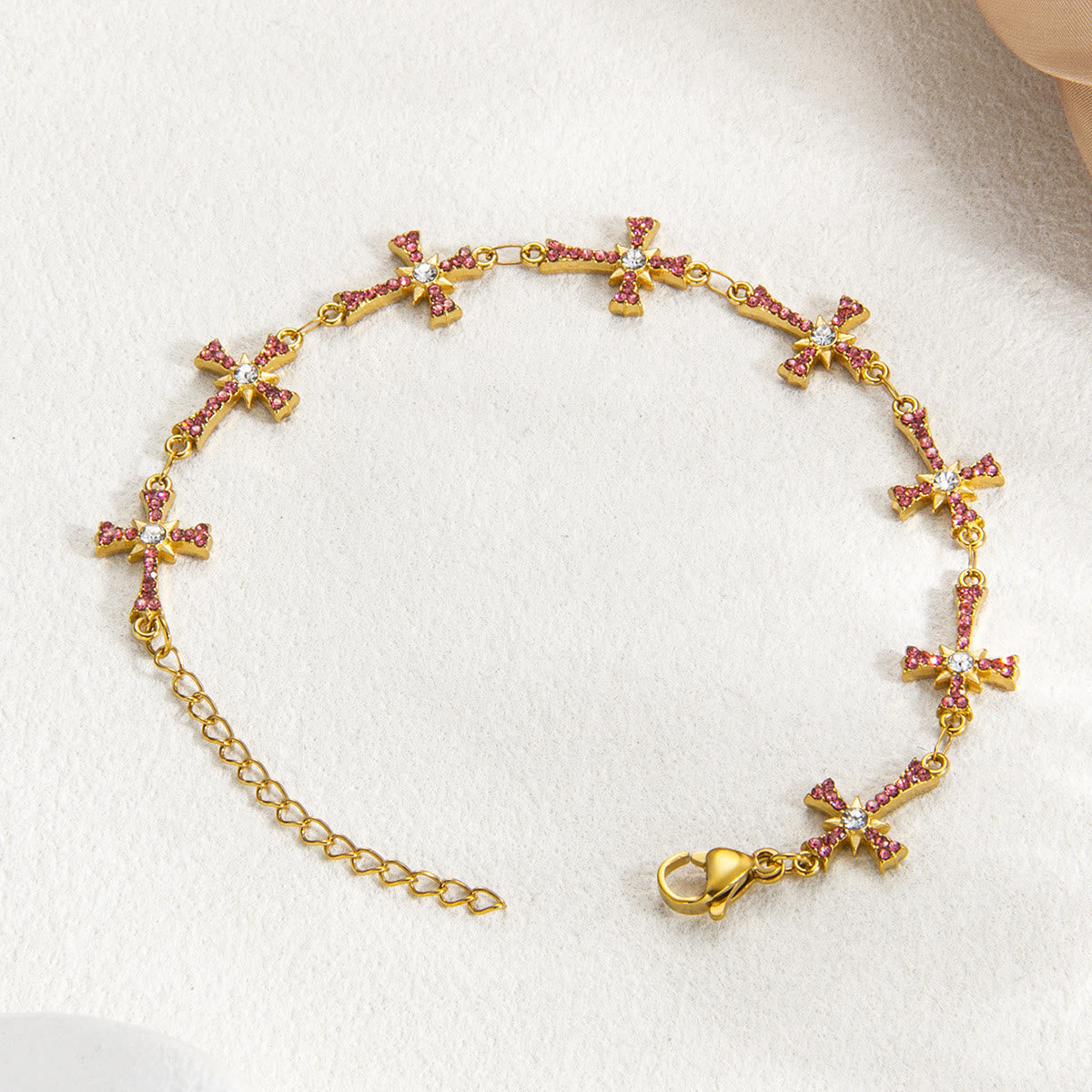 Sparkling Paved‑Stone Cross Link Bracelet: Emblem of Radiant Heavenly Blessings