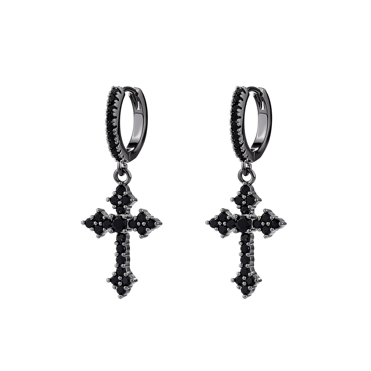 Sparkling Stone-Clustered Cross Charm Earrings: Token of Sacred Redemptive Love
