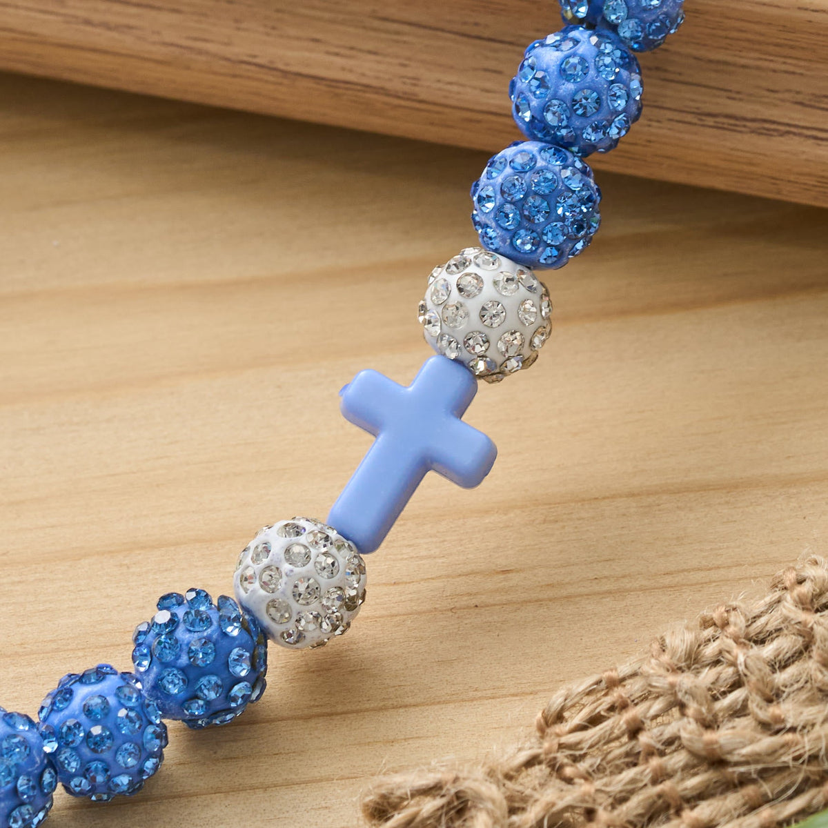 All-Day Wear Discoball Bling Baseball Beaded Cross Cross Bracelet: Symbol of Steady Sacred Light